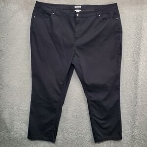 Catherines Pants Sateen Stretch Womens Plus Size 32W Straight Leg 5 Pocket Black